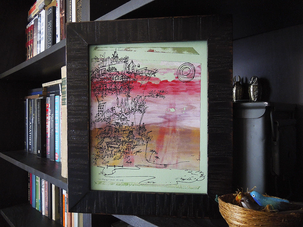 Cliffhanger monoprint in Neopolitan colors by Kathryn DiLego - Haunted House of Projects - 1