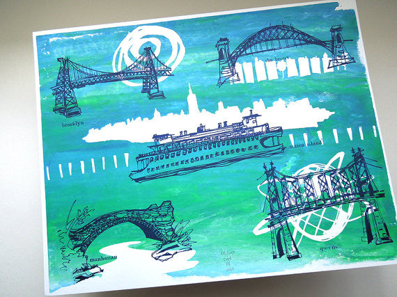 Five Boroughs #03 original handpulled screenprint by Kathryn DiLego - Haunted House of Projects - 1