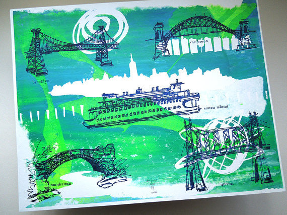 Five Boroughs #06 original handpulled screenprint by Kathryn DiLego - Haunted House of Projects - 1