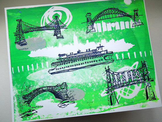 Five Boroughs #08 original handpulled screenprint by Kathryn DiLego - Haunted House of Projects - 1