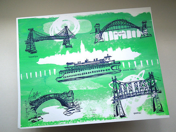Five Boroughs #09 original handpulled screenprint by Kathryn DiLego - Haunted House of Projects - 1
