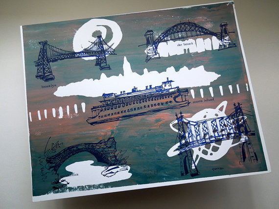 Five Boroughs #44 original handpulled screenprint by Kathryn DiLego - Haunted House of Projects - 1